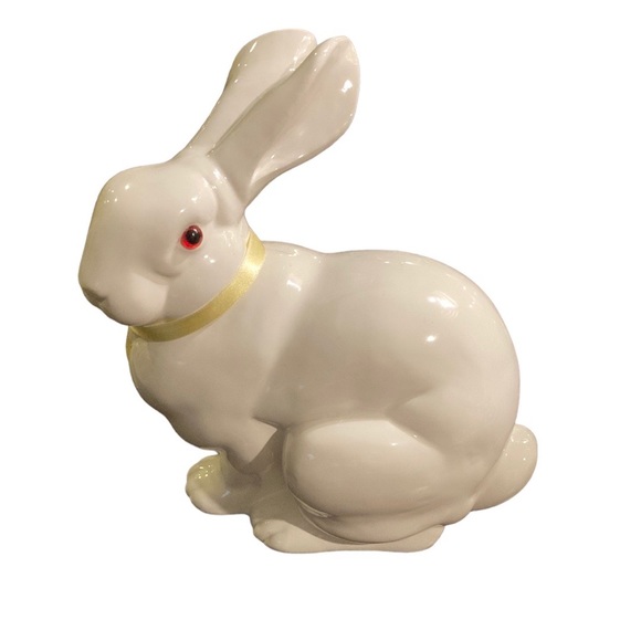 Dept 56 White Glass Rabbit with Red Eyes. Easter - Picture 1 of 7